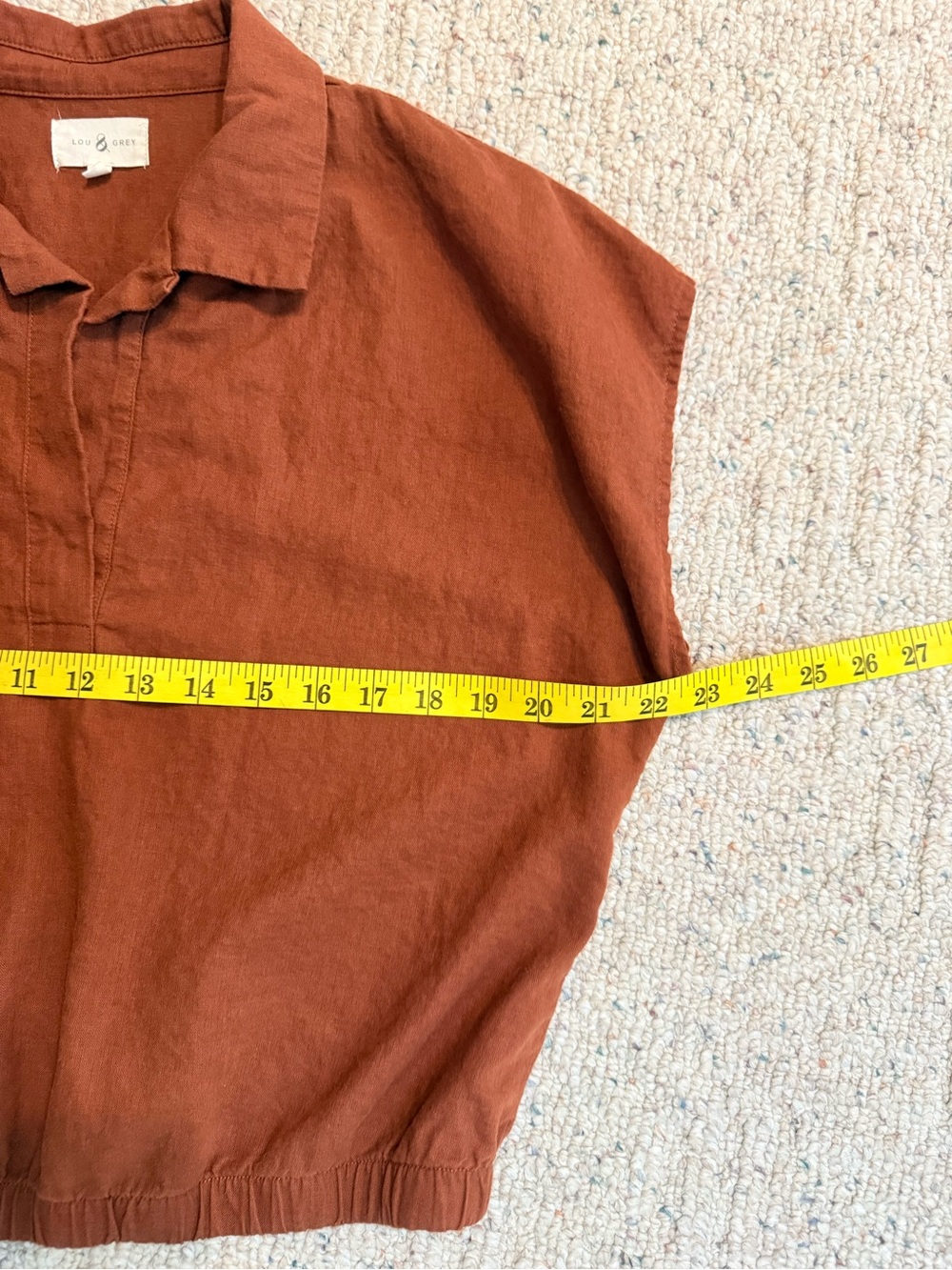 Loft Lou & Grey Rust Short-Sleeve Linen Polo Top - Picture 5 of 6